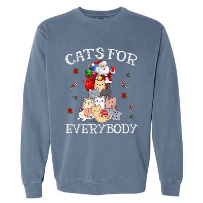 Cats For Everybody Christmas Cat Funny Santa Xmas Pajama  Garment-Dyed Sweatshirt