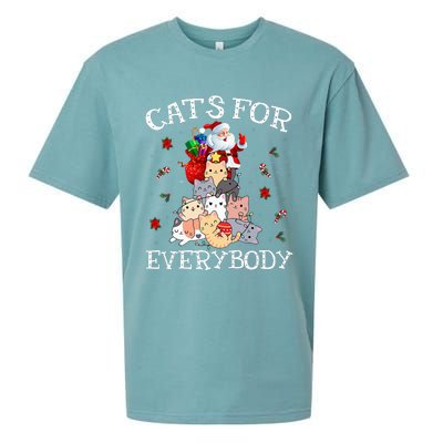 Cats For Everybody Christmas Cat Funny Santa Xmas Pajama  Sueded Cloud Jersey T-Shirt