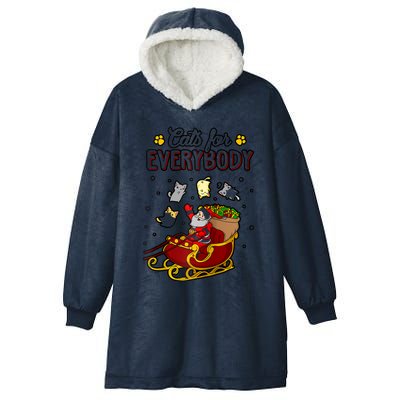 Cats For Everybody Funny Ugly Christmas Cute Cat Lover Raglan Baseball Hooded Wearable Blanket