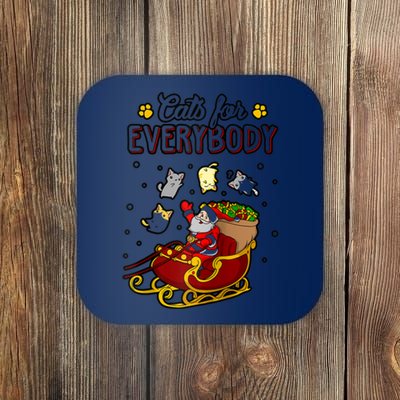 Cats For Everybody Funny Ugly Christmas Cute Cat Lover Raglan Baseball Coaster