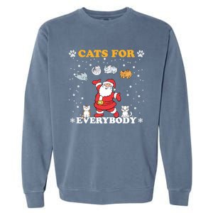 Cats For Everybody Christmas Cat Funny Xmas Santa Gift Garment-Dyed Sweatshirt