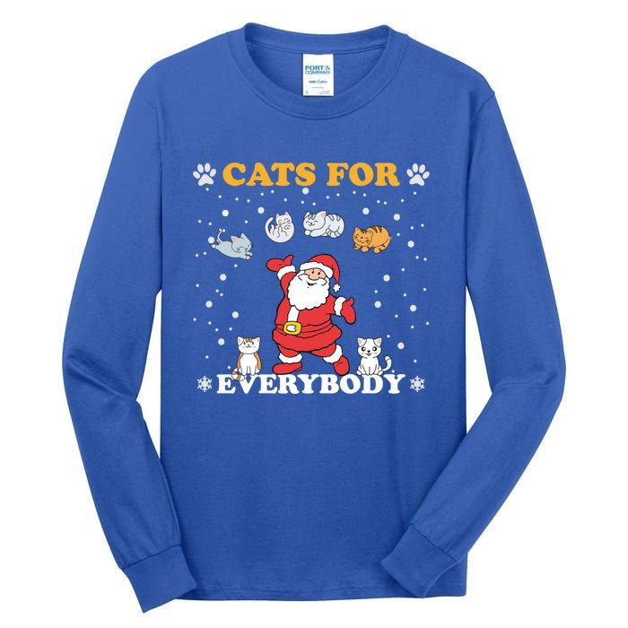 Cats For Everybody Christmas Cat Funny Xmas Santa Gift Tall Long Sleeve T-Shirt