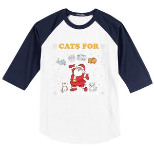 Cats For Everybody Christmas Cat Funny Xmas Santa Gift Baseball Sleeve Shirt