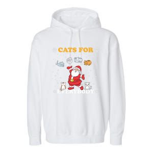 Cats For Everybody Christmas Cat Funny Xmas Santa Gift Garment-Dyed Fleece Hoodie