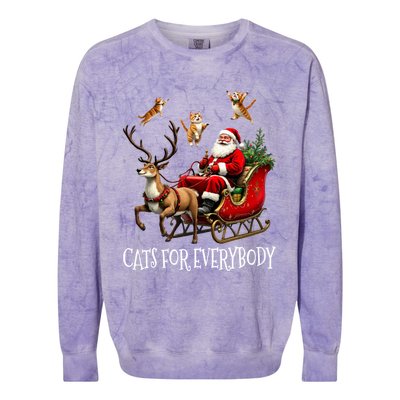 Cats For Everybody Christmas Cat Funny Xmas Santa Gift Colorblast Crewneck Sweatshirt