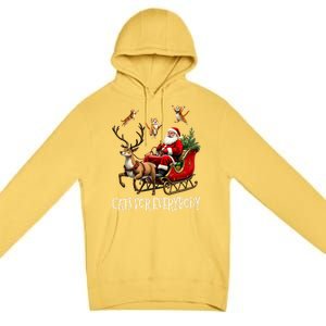 Cats For Everybody Christmas Cat Funny Xmas Santa Gift Premium Pullover Hoodie