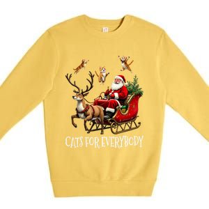 Cats For Everybody Christmas Cat Funny Xmas Santa Gift Premium Crewneck Sweatshirt