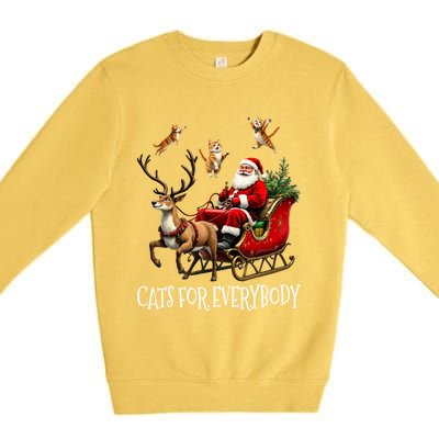 Cats For Everybody Christmas Cat Funny Xmas Santa Gift Premium Crewneck Sweatshirt