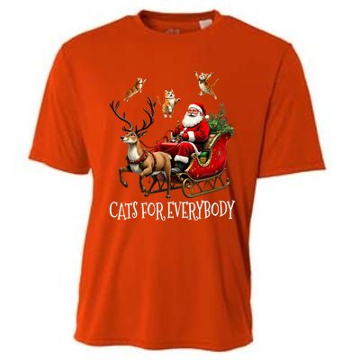 Cats For Everybody Christmas Cat Funny Xmas Santa Gift Cooling Performance Crew T-Shirt