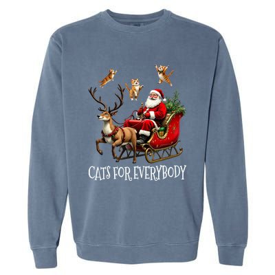 Cats For Everybody Christmas Cat Funny Xmas Santa Gift Garment-Dyed Sweatshirt