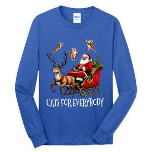 Cats For Everybody Christmas Cat Funny Xmas Santa Gift Tall Long Sleeve T-Shirt