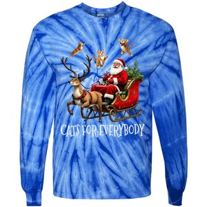 Cats For Everybody Christmas Cat Funny Xmas Santa Gift Tie-Dye Long Sleeve Shirt