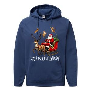 Cats For Everybody Christmas Cat Funny Xmas Santa Gift Performance Fleece Hoodie