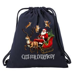 Cats For Everybody Christmas Cat Funny Xmas Santa Gift Drawstring Bag