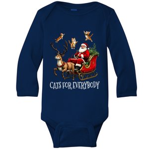 Cats For Everybody Christmas Cat Funny Xmas Santa Gift Baby Long Sleeve Bodysuit