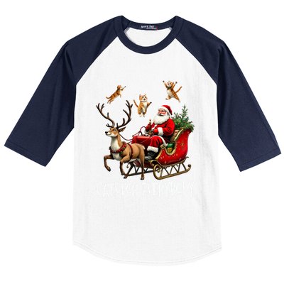 Cats For Everybody Christmas Cat Funny Xmas Santa Gift Baseball Sleeve Shirt