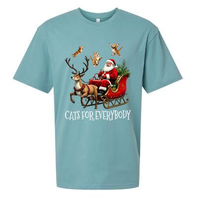 Cats For Everybody Christmas Cat Funny Xmas Santa Gift Sueded Cloud Jersey T-Shirt