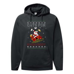 Cats For Everybody Christmas Cat Funny Xmas  Performance Fleece Hoodie