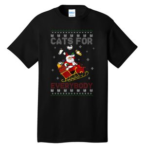 Cats For Everybody Christmas Cat Funny Xmas  Tall T-Shirt