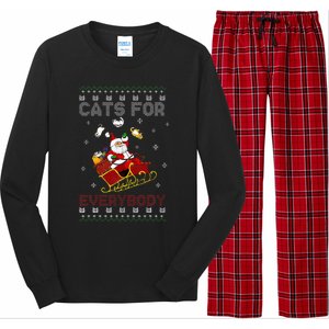 Cats For Everybody Christmas Cat Funny Xmas  Long Sleeve Pajama Set