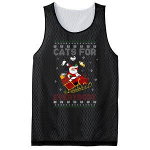 Cats For Everybody Christmas Cat Funny Xmas  Mesh Reversible Basketball Jersey Tank