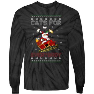 Cats For Everybody Christmas Cat Funny Xmas  Tie-Dye Long Sleeve Shirt