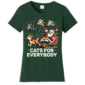 Cats For Everybody  Funny Christmas Cat Xmas Santa  Women's T-Shirt