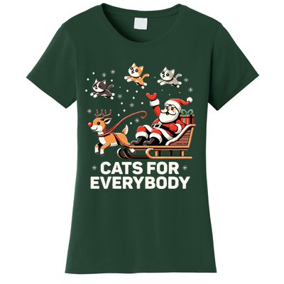 Cats For Everybody  Funny Christmas Cat Xmas Santa  Women's T-Shirt