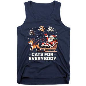 Cats For Everybody  Funny Christmas Cat Xmas Santa  Tank Top