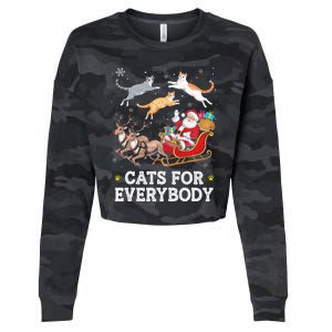 Cats For Everybody Christmas Funny Santa Cat Lover Xmas Cropped Pullover Crew