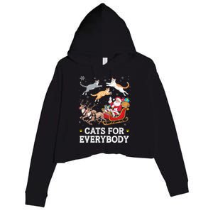 Cats For Everybody Christmas Funny Santa Cat Lover Xmas Crop Fleece Hoodie