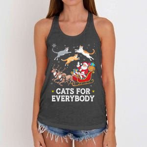 Cats For Everybody Christmas Funny Santa Cat Lover Xmas Women's Knotted Racerback Tank