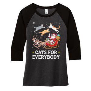 Cats For Everybody Christmas Funny Santa Cat Lover Xmas Women's Tri-Blend 3/4-Sleeve Raglan Shirt