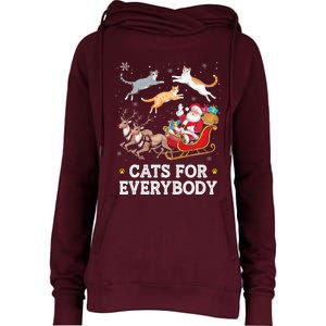 Cats For Everybody Christmas Funny Santa Cat Lover Xmas Womens Funnel Neck Pullover Hood