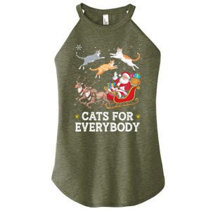 Cats For Everybody Christmas Funny Santa Cat Lover Xmas Women's Perfect Tri Rocker Tank