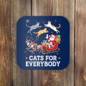 Cats For Everybody Christmas Funny Santa Cat Lover Xmas Coaster