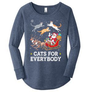 Cats For Everybody Christmas Funny Santa Cat Lover Xmas Women's Perfect Tri Tunic Long Sleeve Shirt