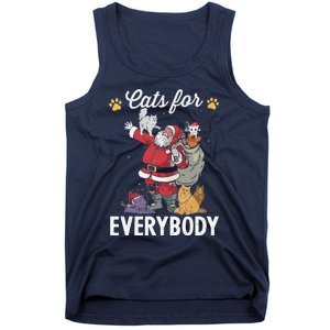 Cats For Everybody Christmas Cat Funny Xmas Santa Funny Tank Top