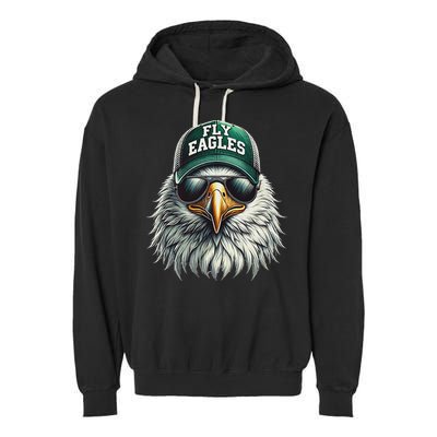 Cool Face Eagle With Sunglasses Vintage Eagles Flying Bird Garment-Dyed Fleece Hoodie