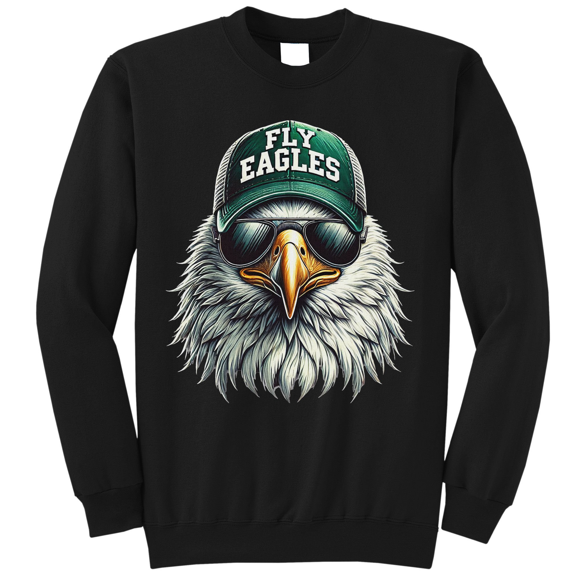 Cool Face Eagle With Sunglasses Vintage Eagles Flying Bird Sweatshirt
