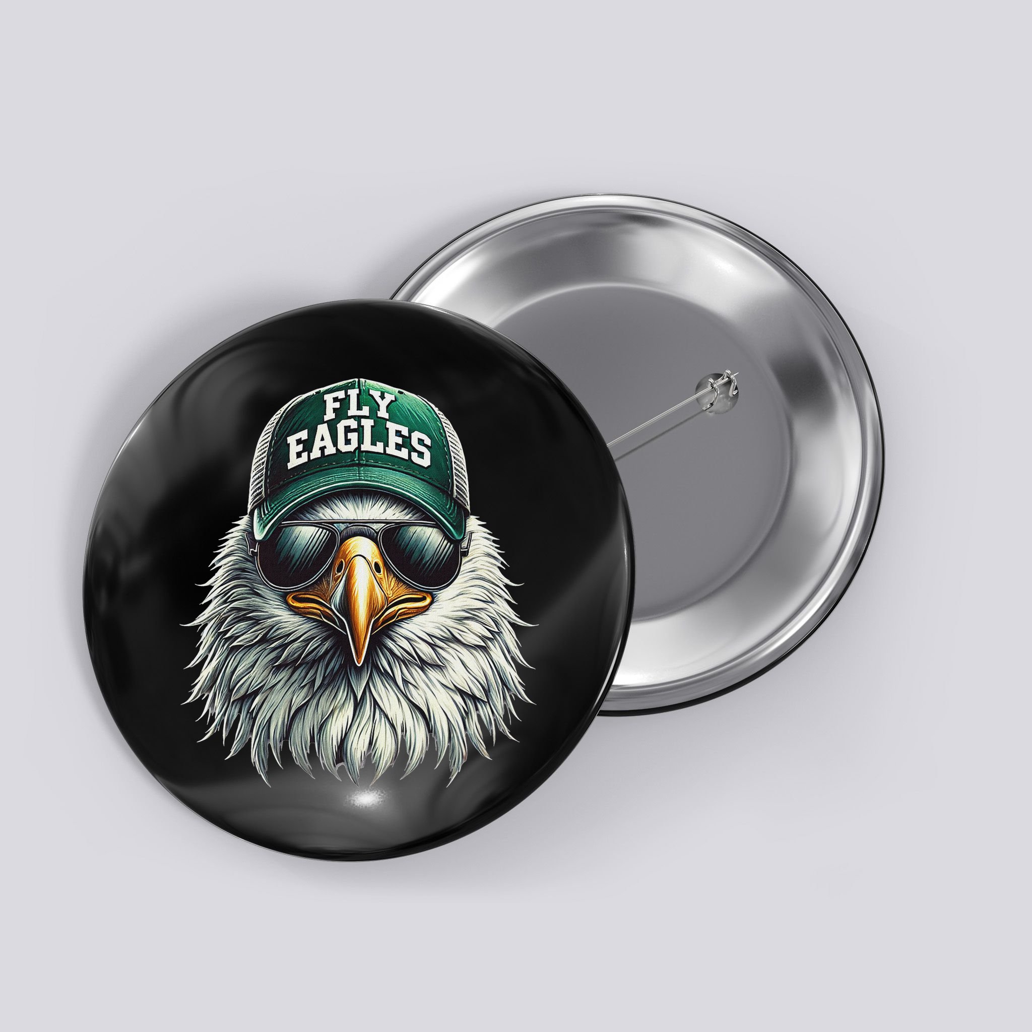 Cool Face Eagle With Sunglasses Vintage Eagles Flying Bird Button