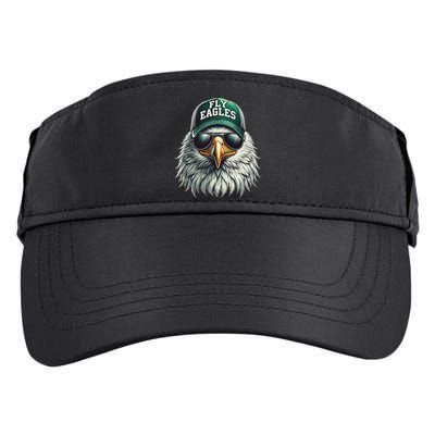Cool Face Eagle With Sunglasses Vintage Eagles Flying Bird Adult Drive Performance Visor