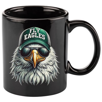 Cool Face Eagle With Sunglasses Vintage Eagles Flying Bird 11oz C Handle Ceramic Mug