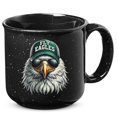 Cool Face Eagle With Sunglasses Vintage Eagles Flying Bird 15oz Campfire Ceramic Mug