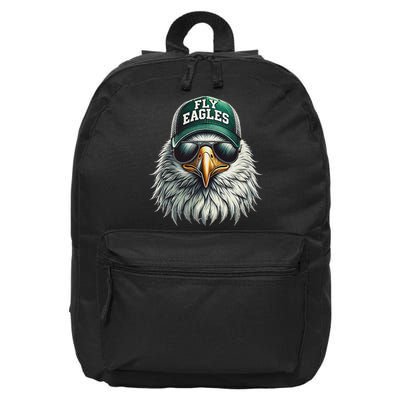 Cool Face Eagle With Sunglasses Vintage Eagles Flying Bird 16 in Basic Backpack