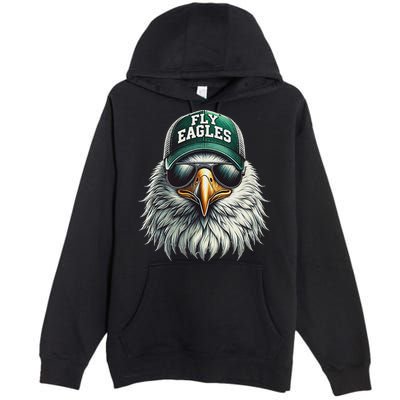 Cool Face Eagle With Sunglasses Vintage Eagles Flying Bird Premium Pullover Hoodie