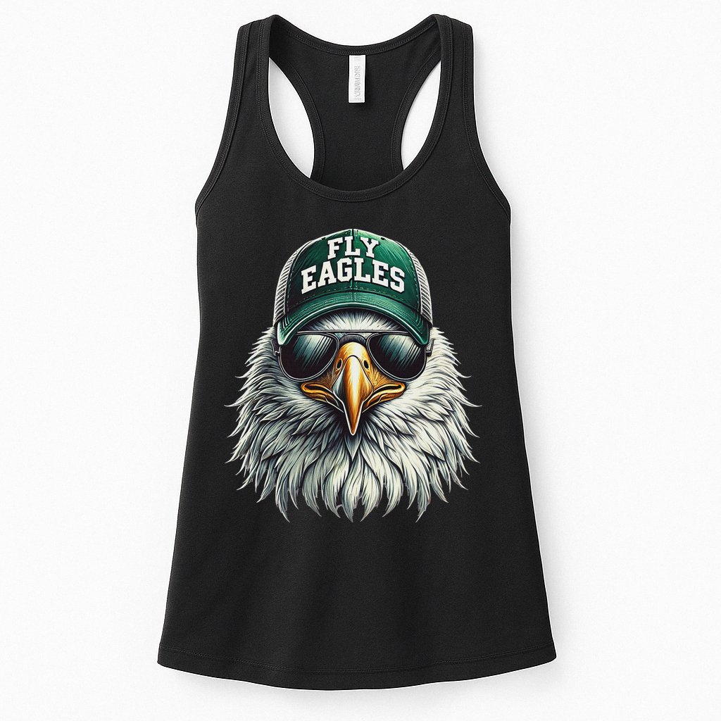 Cool Face Eagle With Sunglasses Vintage Eagles Flying Bird Womens Tank Top