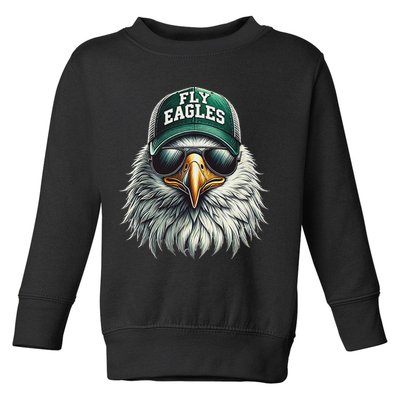 Cool Face Eagle With Sunglasses Vintage Eagles Flying Bird Toddler Sweatshirt