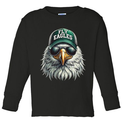 Cool Face Eagle With Sunglasses Vintage Eagles Flying Bird Toddler Long Sleeve Shirt