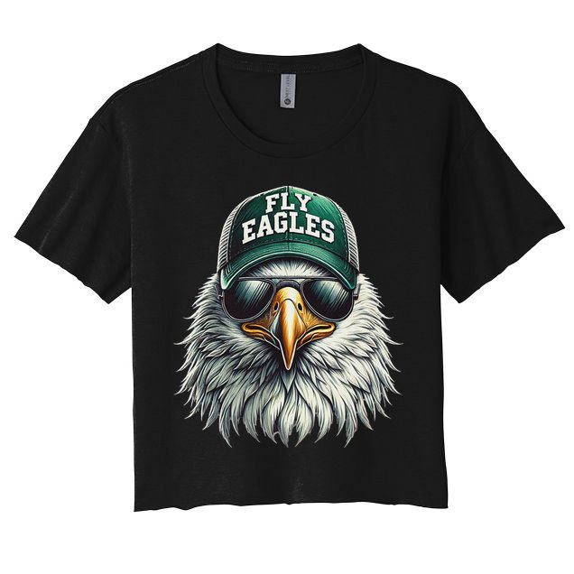 Cool Face Eagle With Sunglasses Vintage Eagles Flying Bird Crop Top